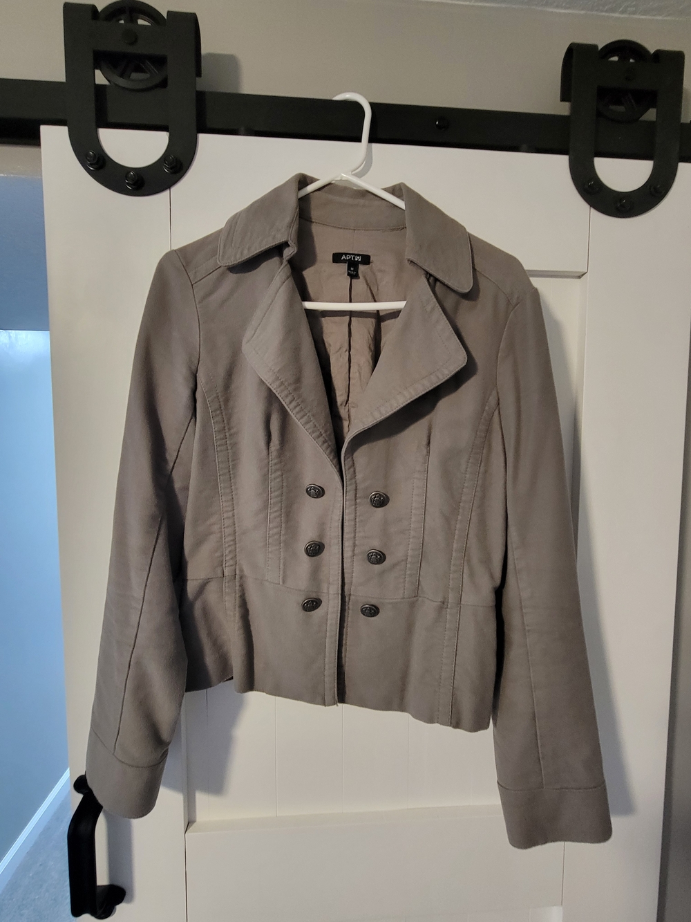Apt. 9 Women's Light Gray Double-Breasted Blazer Jacket